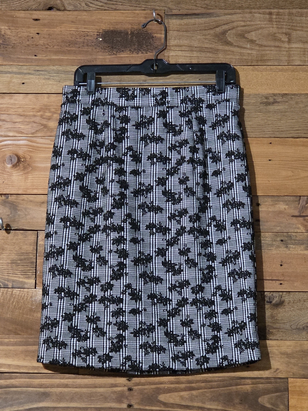 41 Hawthorn Black White Check Pencil Skirt Knee Length Petite PM Spandex lined